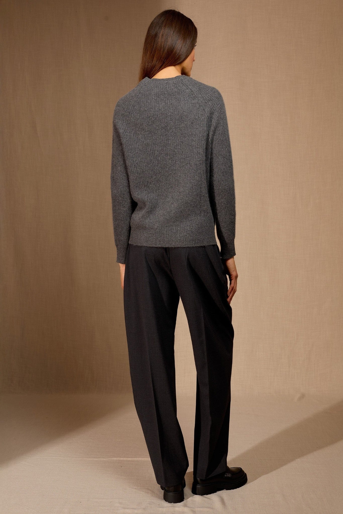 oceane pull col rond 4 fils anthracite chiné 100% cachemire