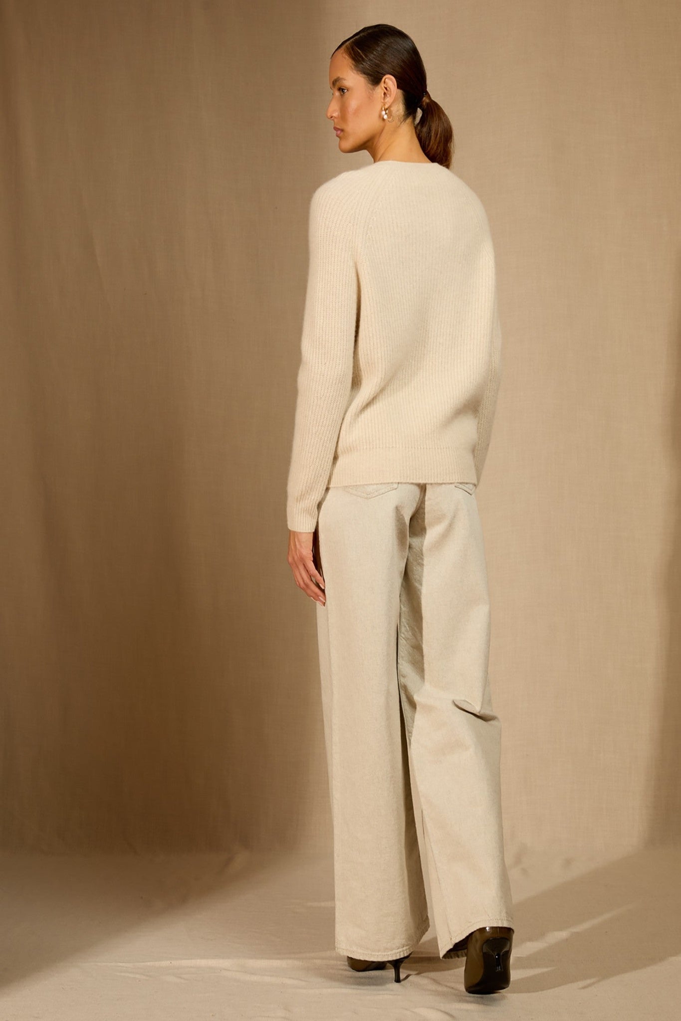 oceane pull col rond 4 fils avoine 100% cachemire