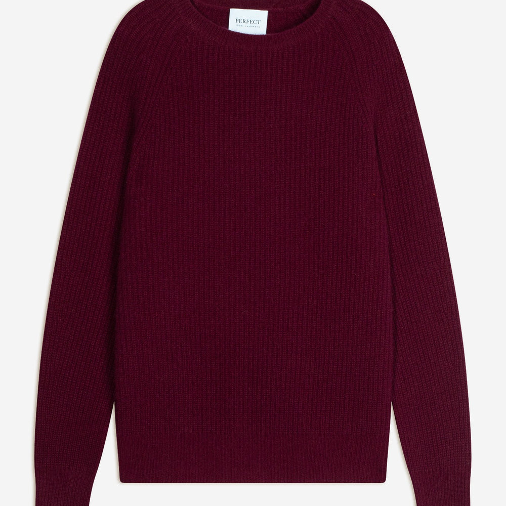oceane pull col rond 4 fils bordeaux 100% cachemire
