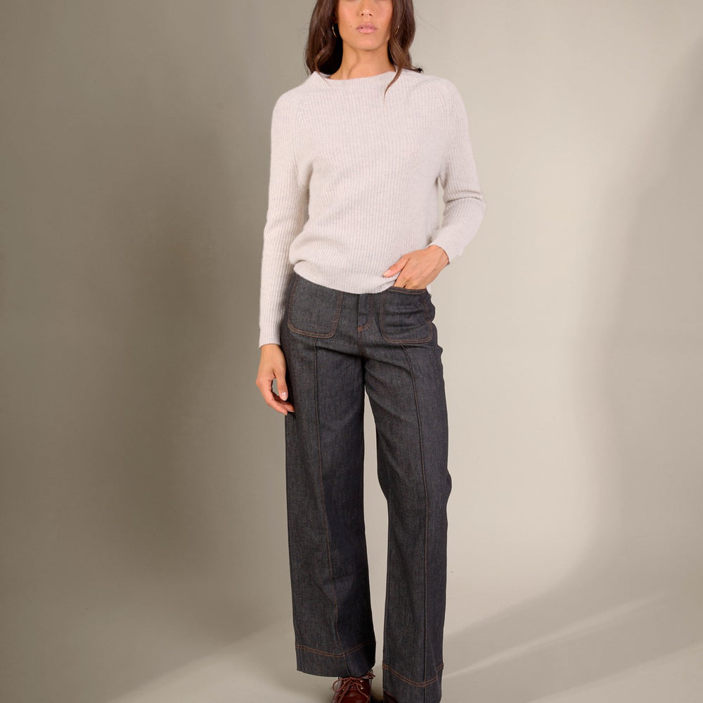 oceane pull col rond 4 fils gris perle chiné 100% cachemire