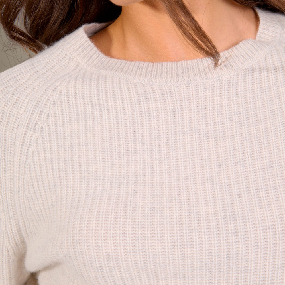 oceane pull col rond 4 fils gris perle chiné 100% cachemire