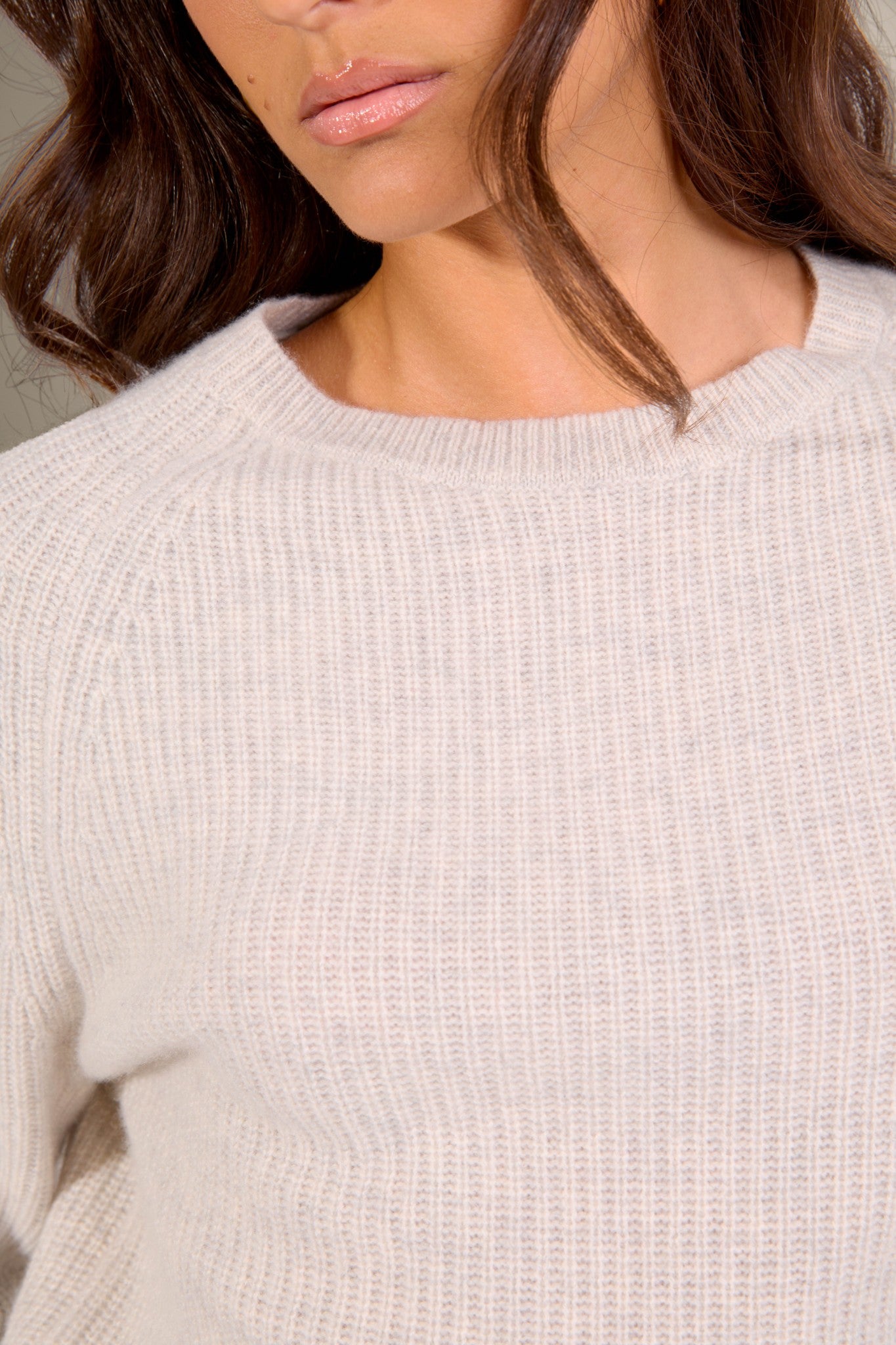 oceane pull col rond 4 fils gris perle chiné 100% cachemire