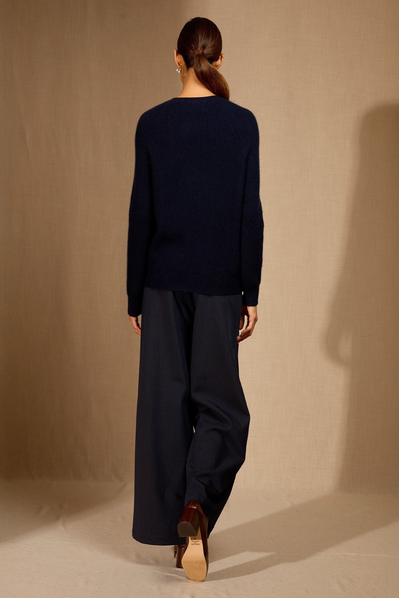 oceane pull col rond 4 fils navy 100% cachemire