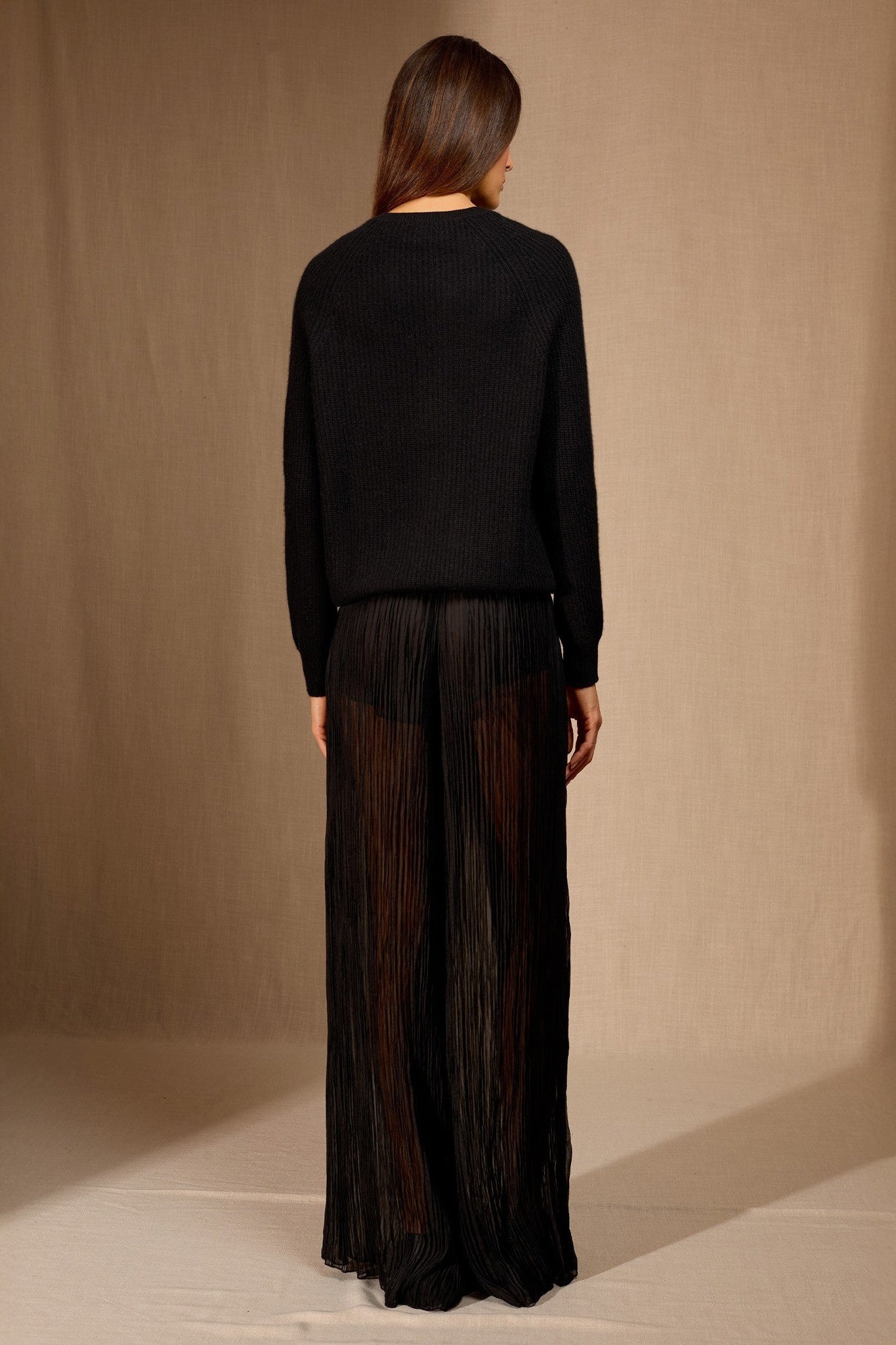 oceane pull col rond 4 fils noir 100% cachemire