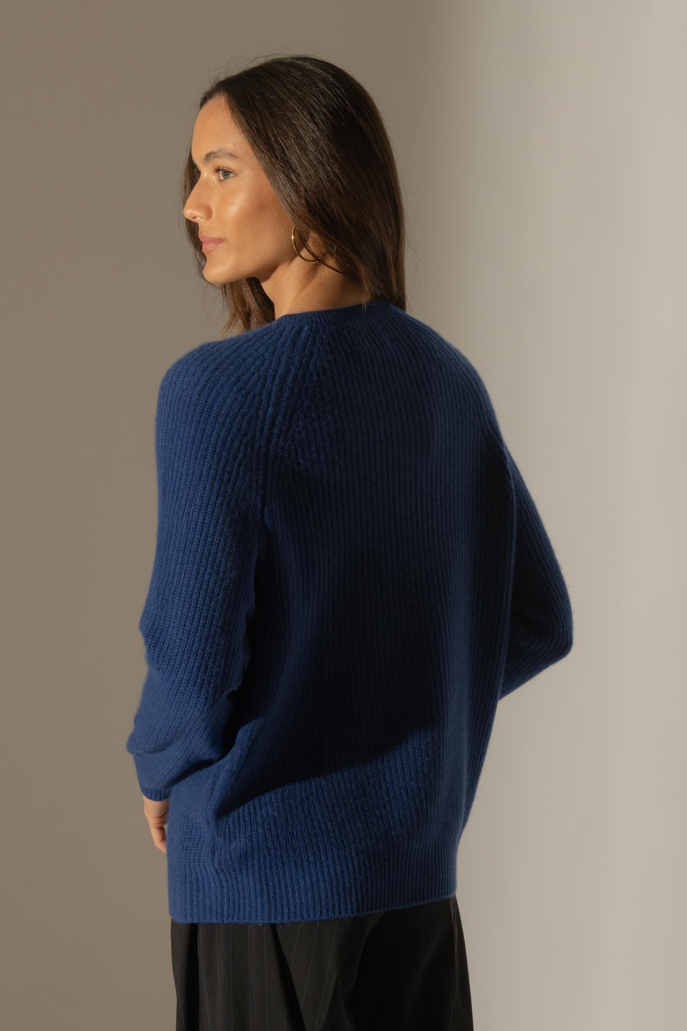 OCEANE pull col rond 4 fils outremer 100% cachemire