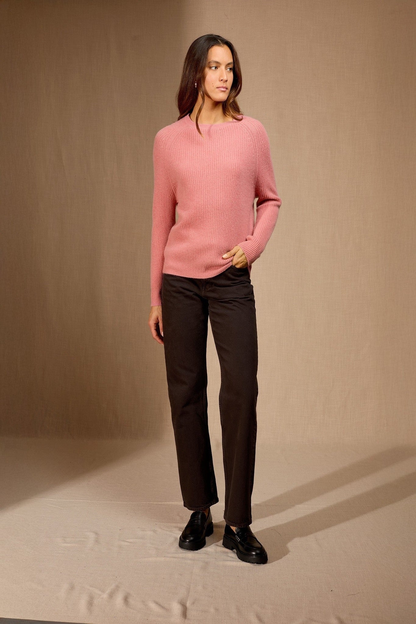 oceane pull col rond 4 fils pétale 100% cachemire