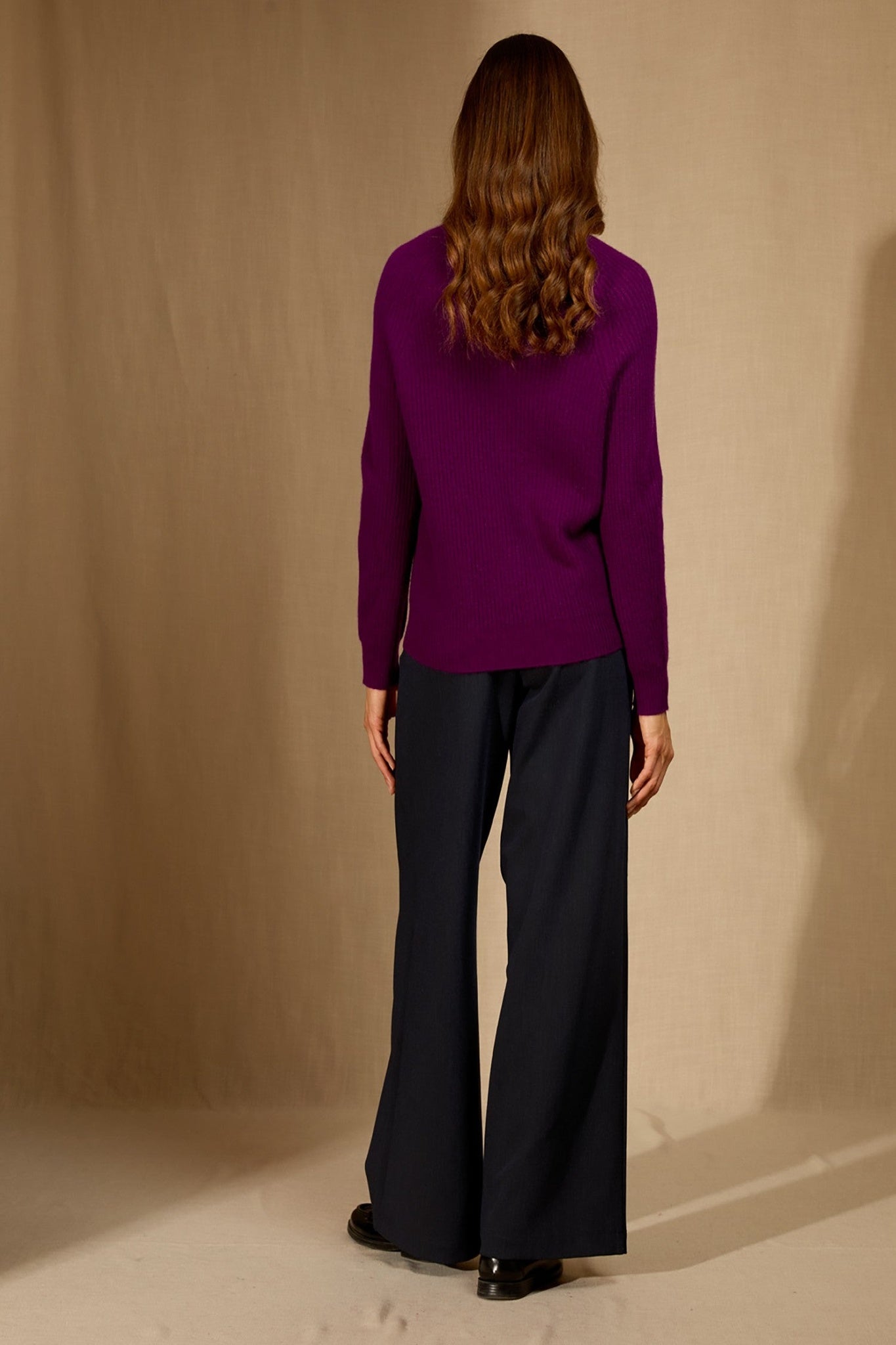 oceane pull col rond 4 fils prune 100% cachemire