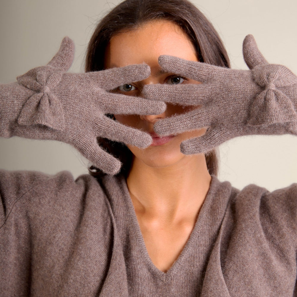 oceane pull col rond 4 fils taupe clair chiné 100% cachemire