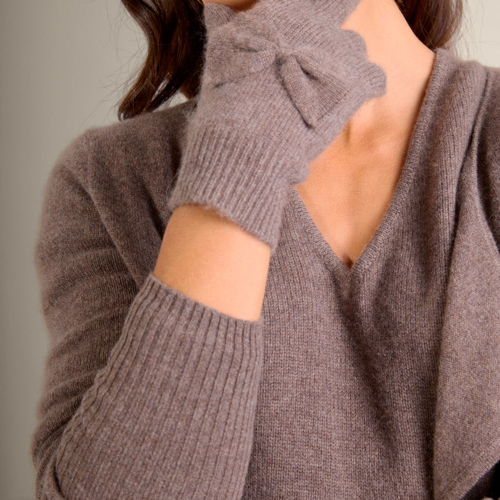 oceane pull col rond 4 fils taupe clair chiné 100% cachemire