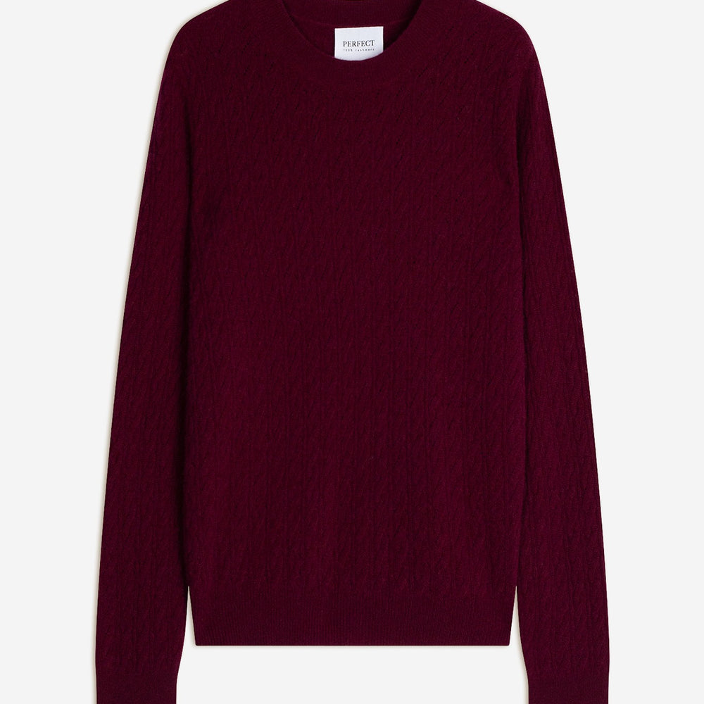 opame pull col rond bordeaux 100% cachemire