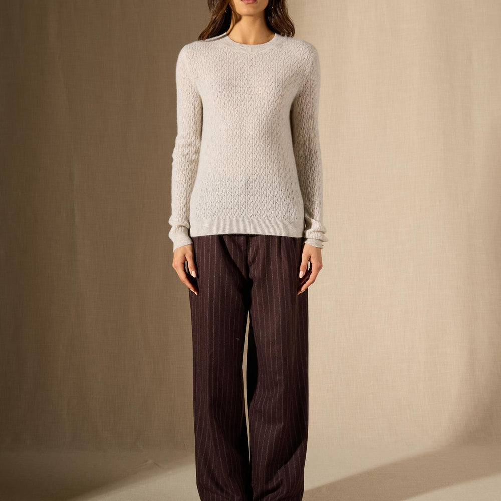 OPAME pull col rond gris perle chiné 100% cachemire