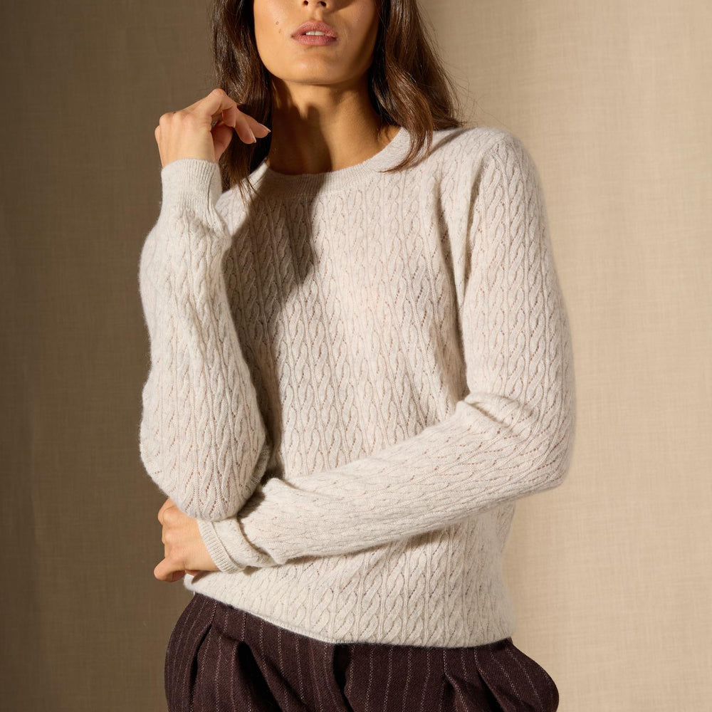 OPAME pull col rond gris perle chiné 100% cachemire