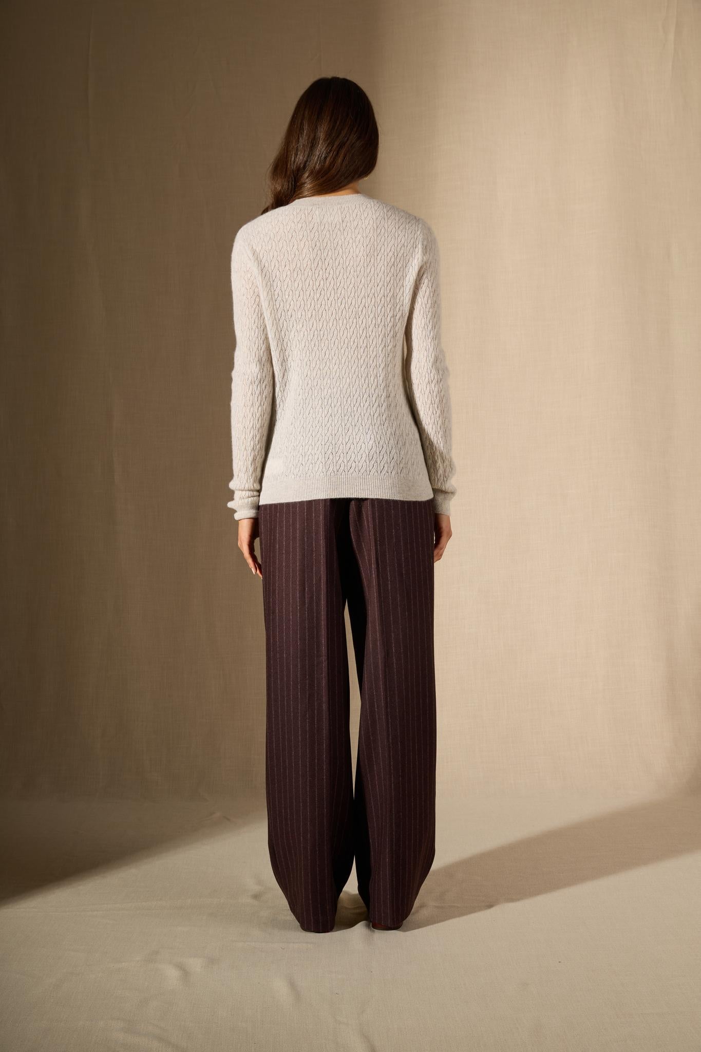 OPAME pull col rond gris perle chiné 100% cachemire