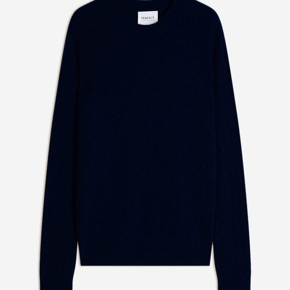 opame pull col rond navy 100% cachemire