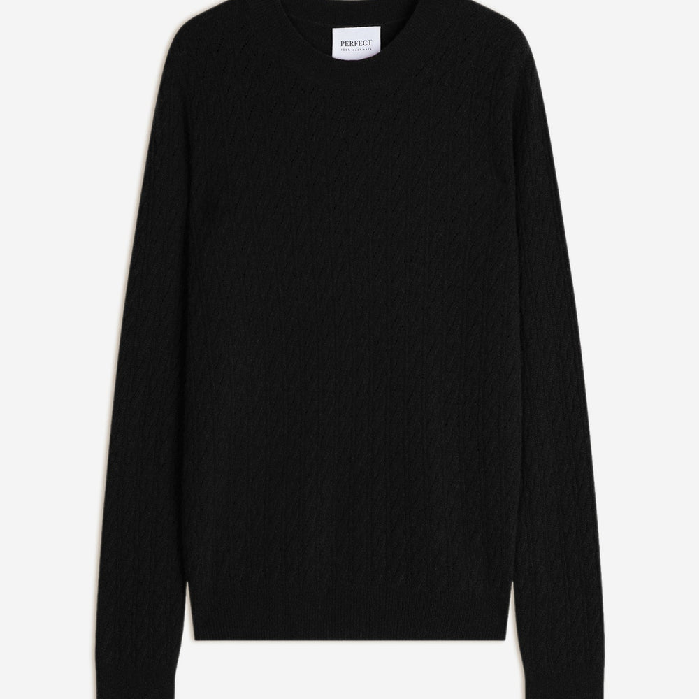 opame pull col rond noir 100% cachemire