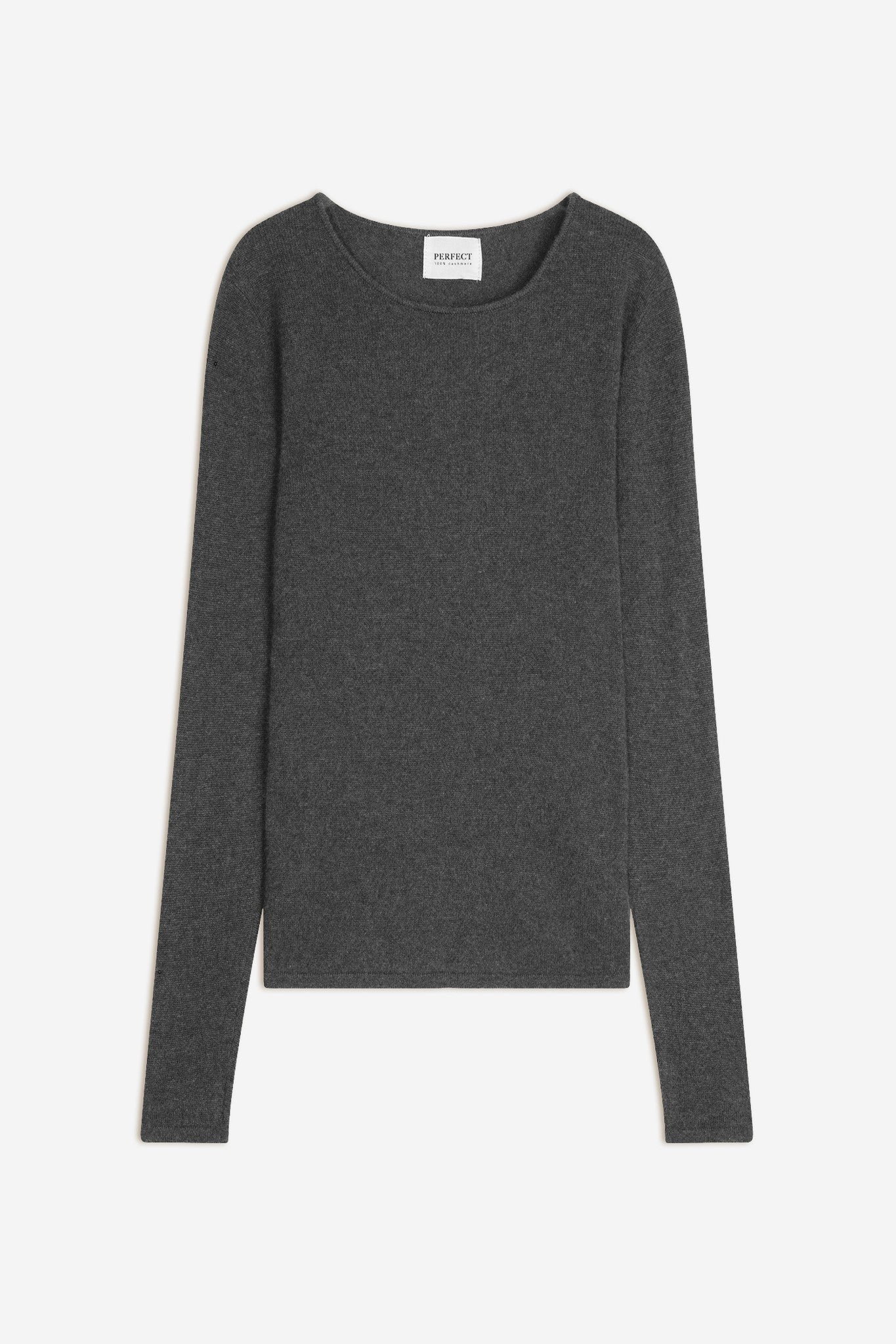 oprah pull col rond anthracite chiné 100% cachemire