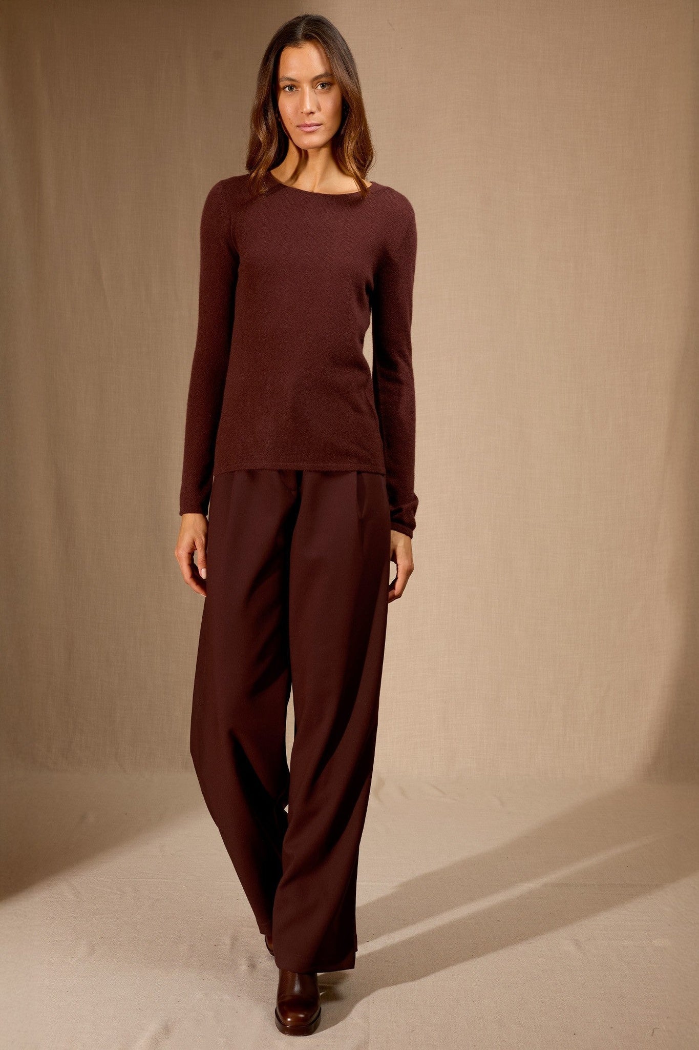 oprah pull col rond espresso 100% cachemire