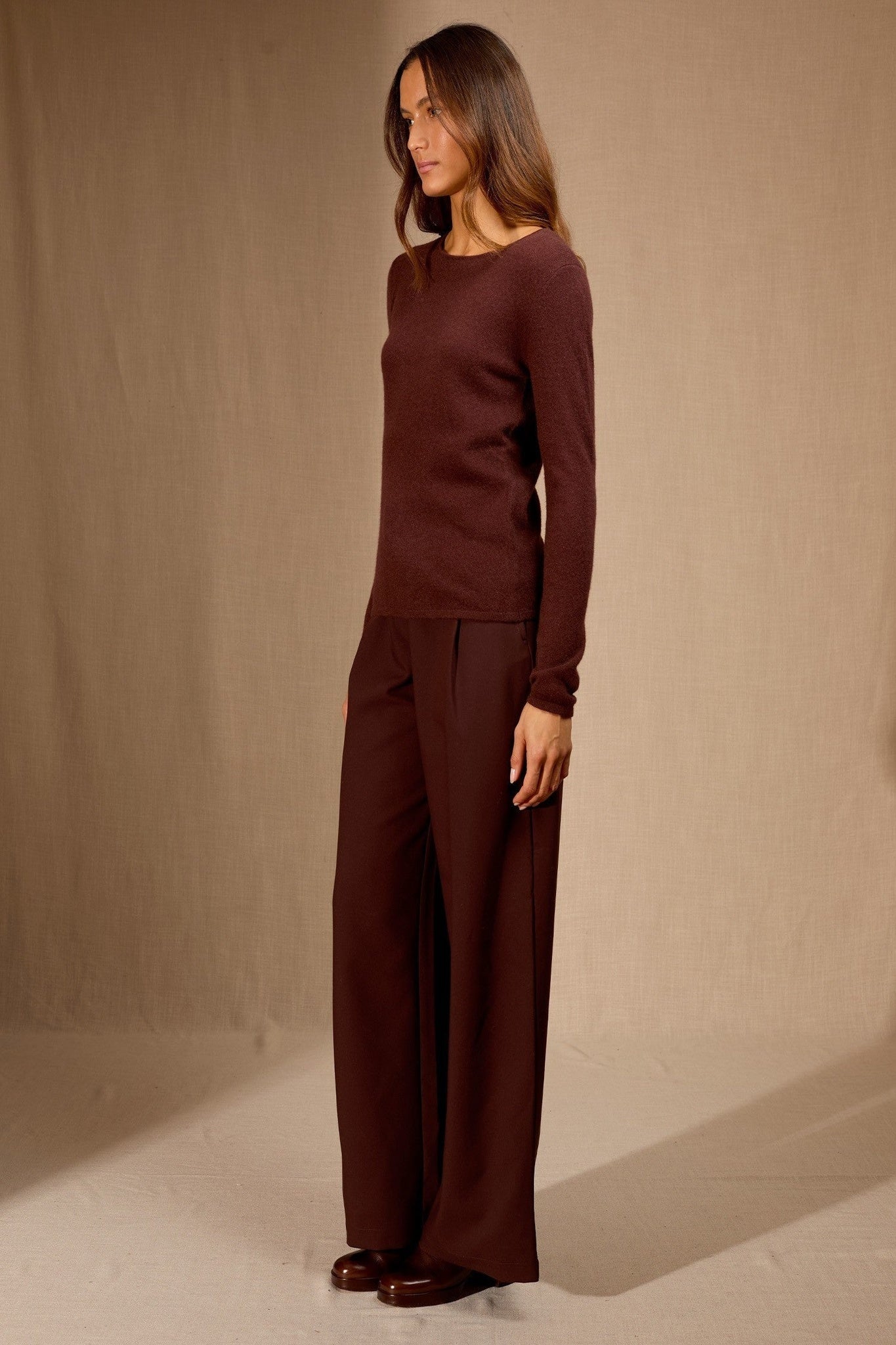 oprah pull col rond espresso 100% cachemire