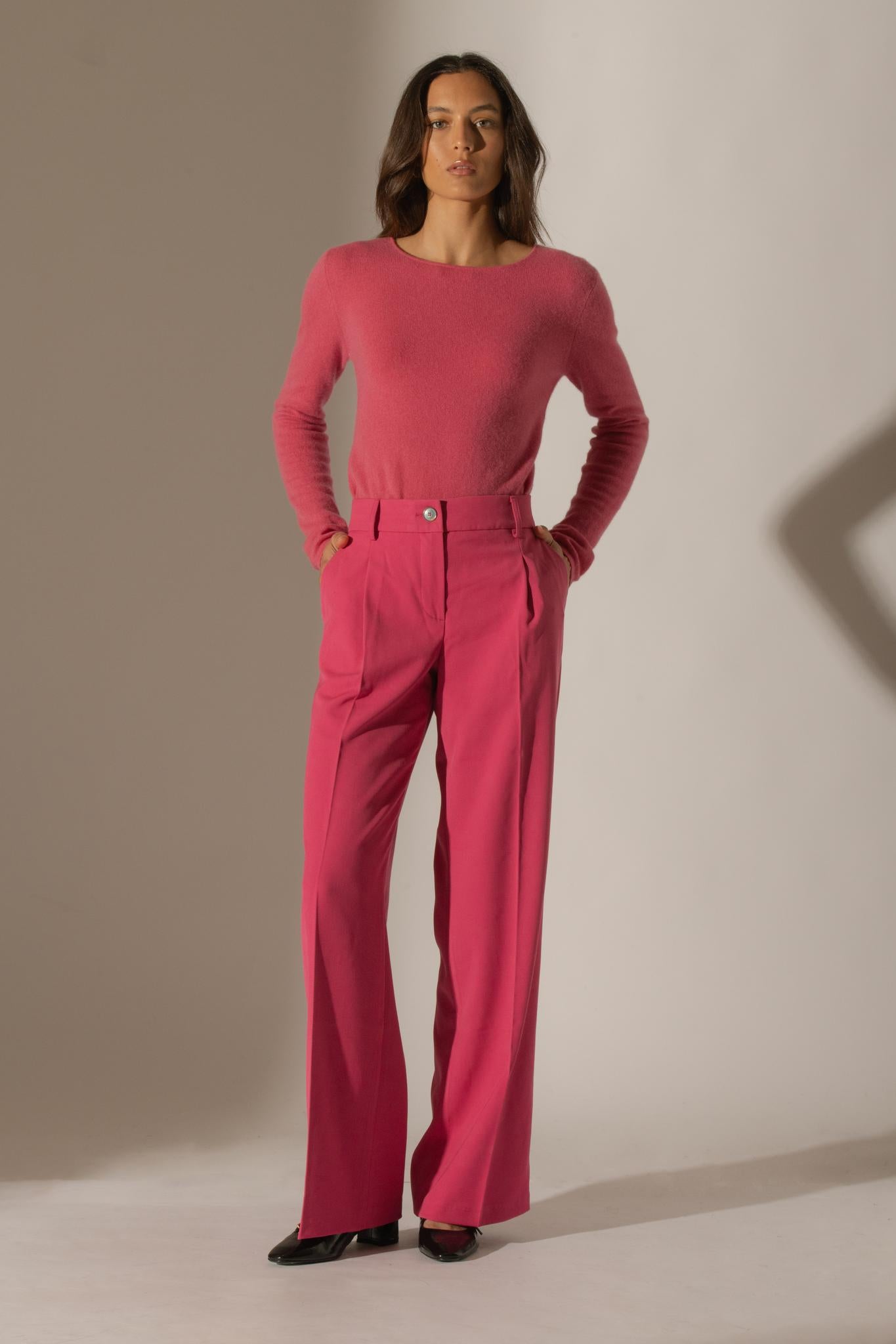 OPRAH pull col rond fraise 100% cachemire
