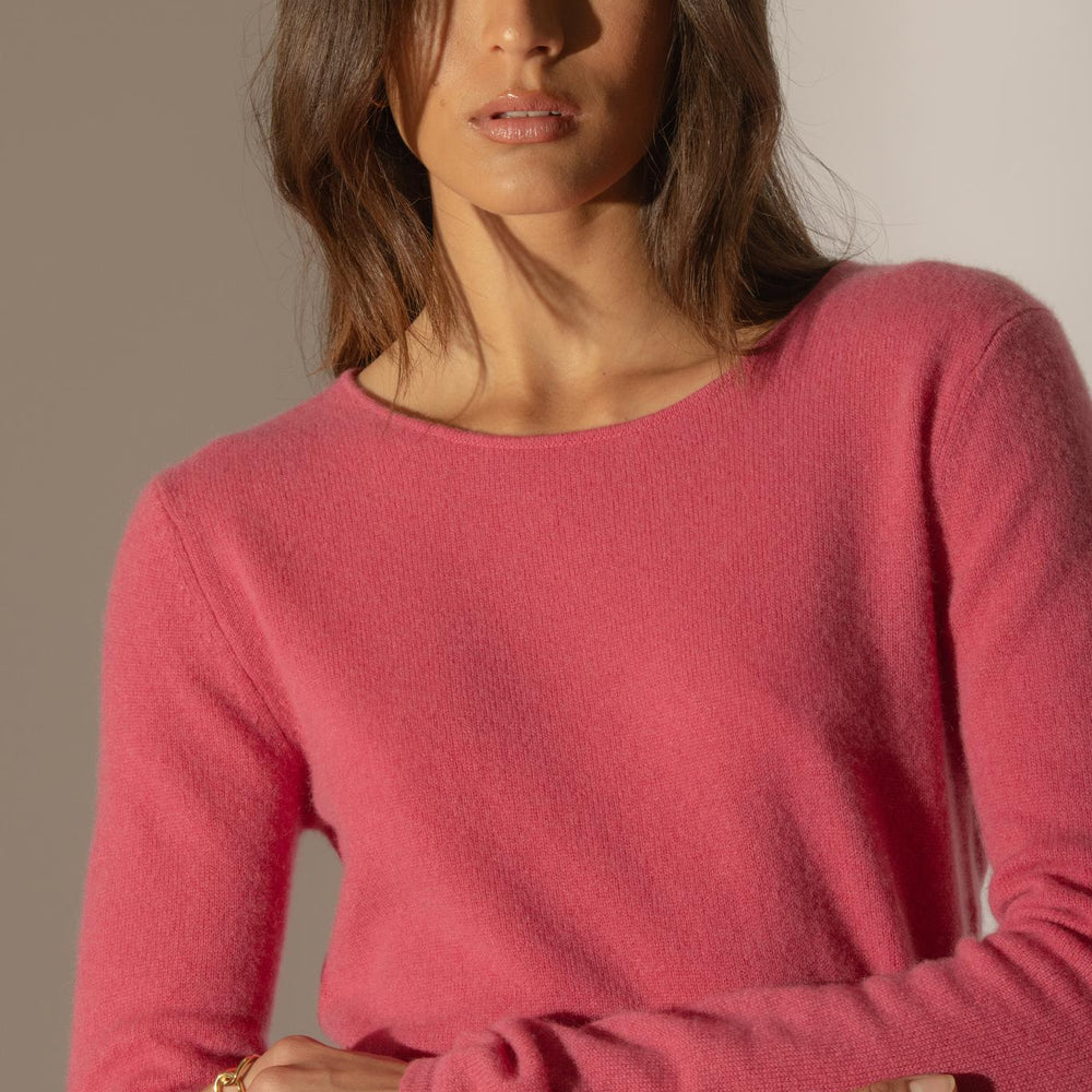 OPRAH pull col rond fraise 100% cachemire