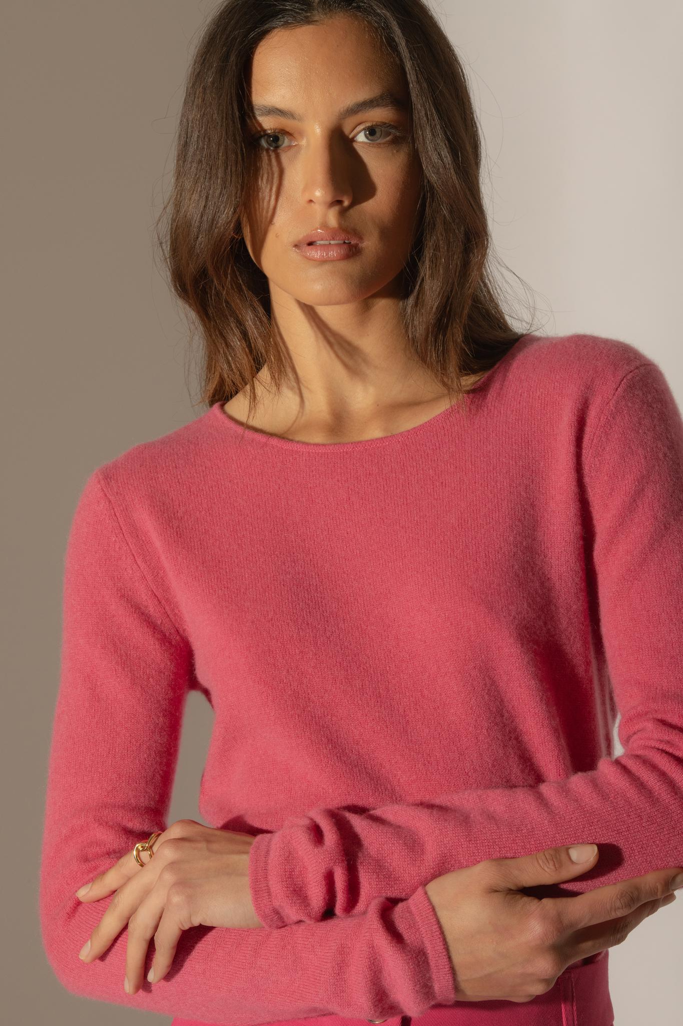 OPRAH pull col rond fraise 100% cachemire