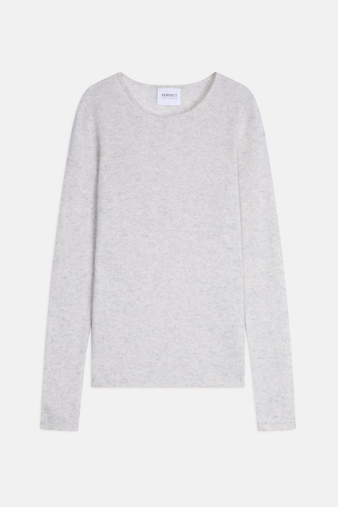 oprah pull col rond gris perle chiné 100% cachemire