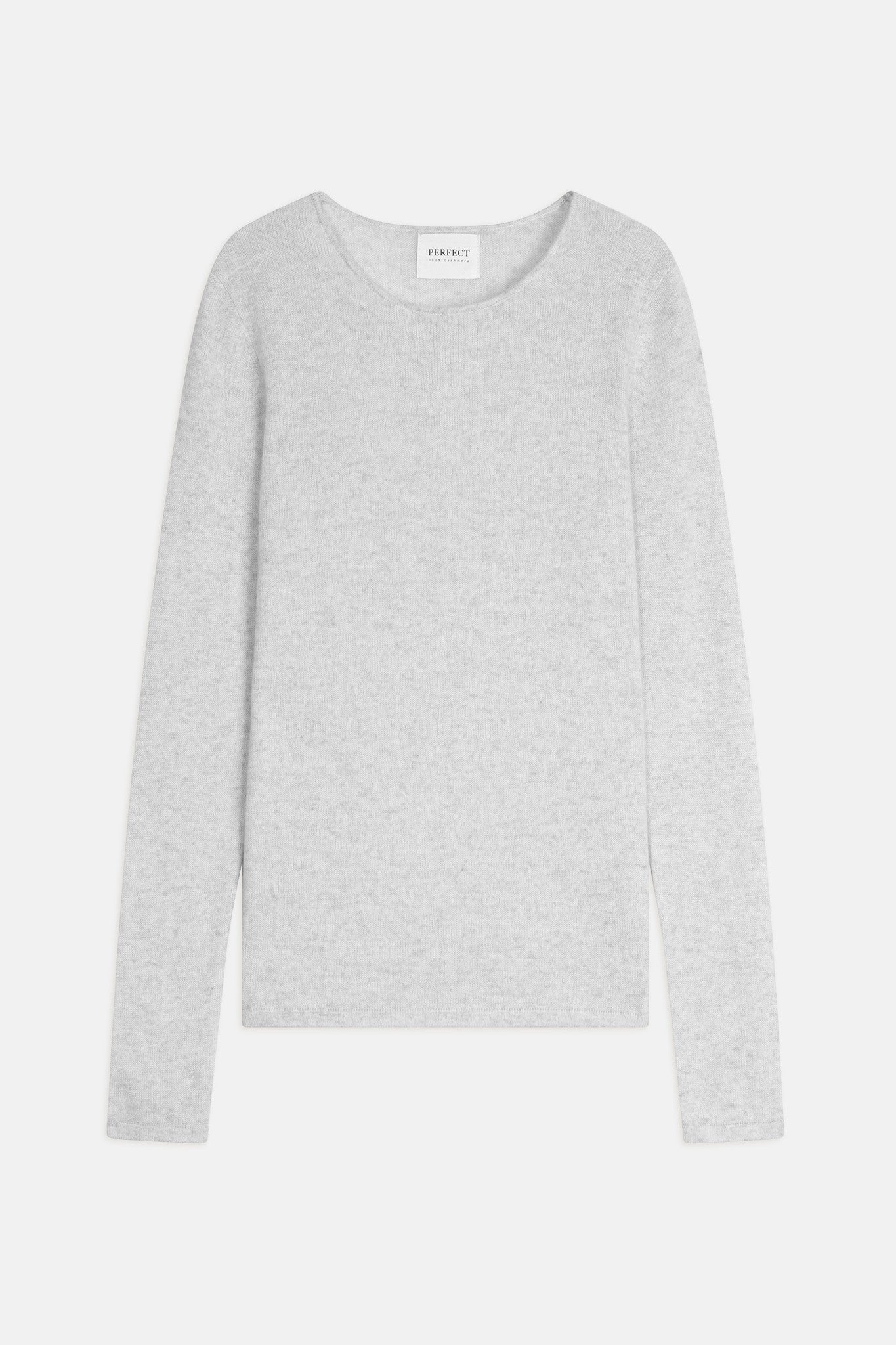 oprah pull col rond gris perle chiné 100% cachemire