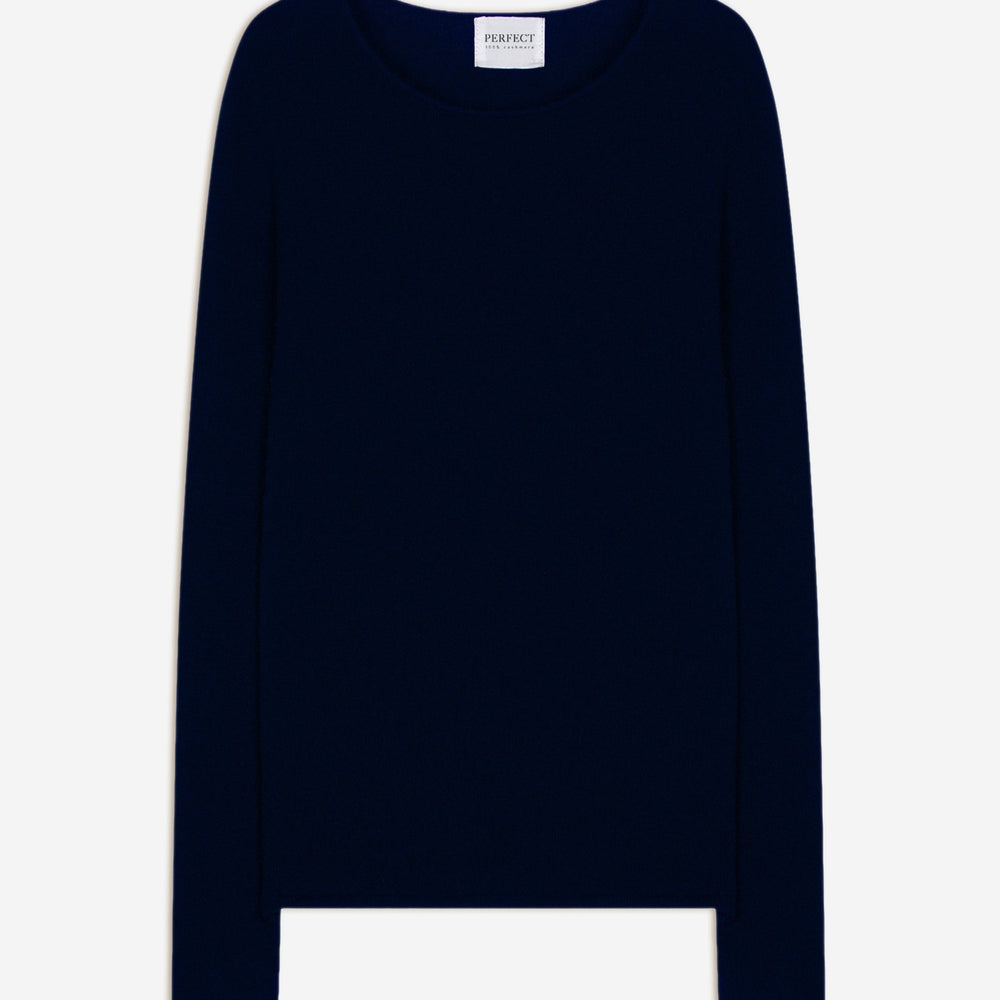oprah pull col rond navy 100% cachemire
