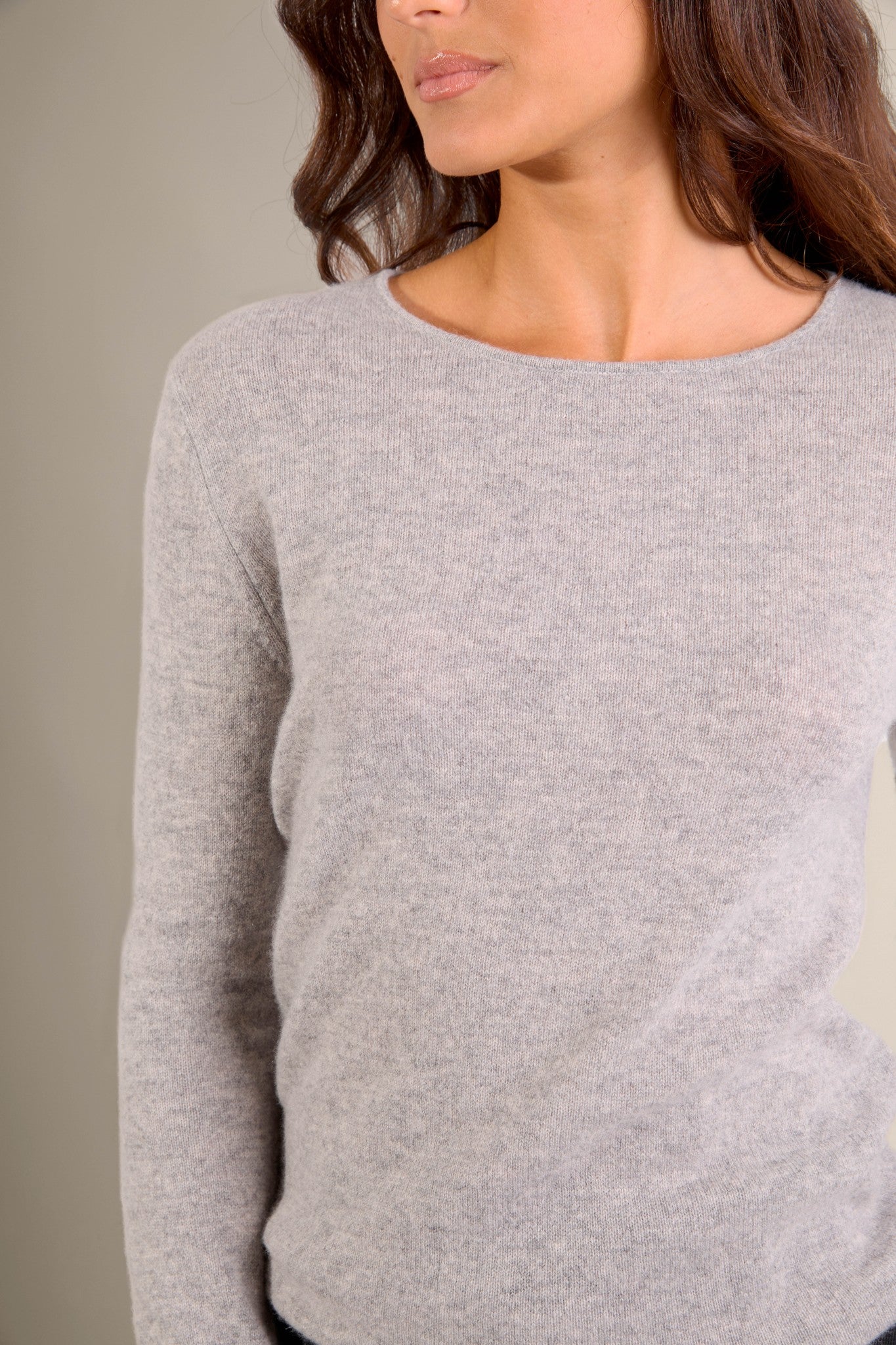 oprah pull col rond nuage chiné 100% cachemire