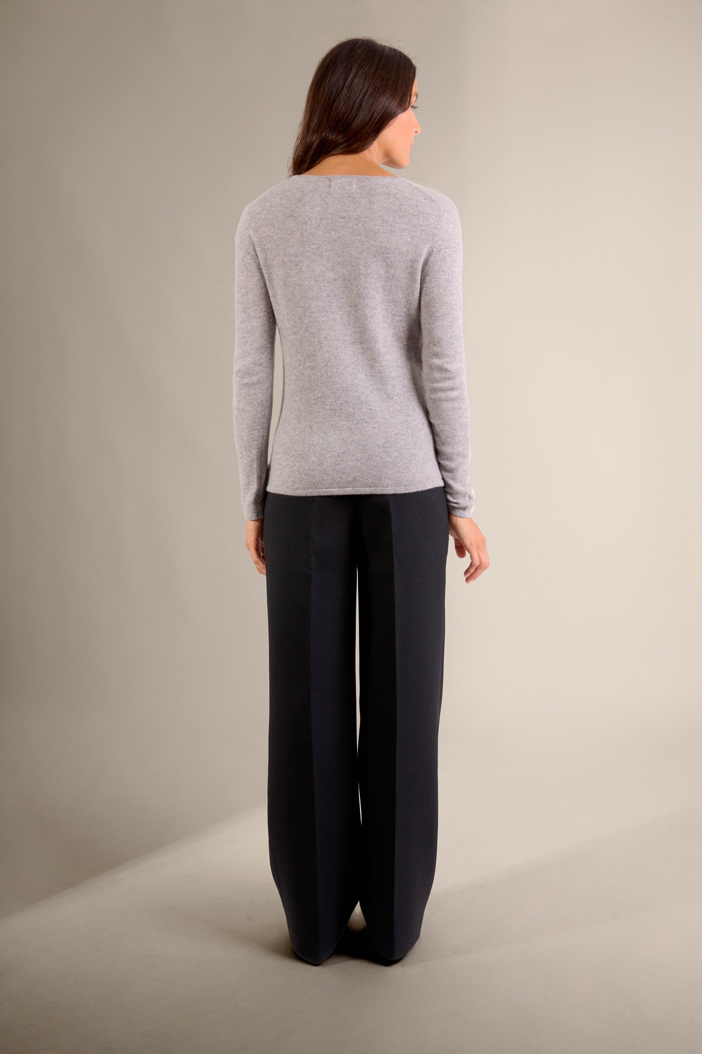 oprah pull col rond nuage chiné 100% cachemire