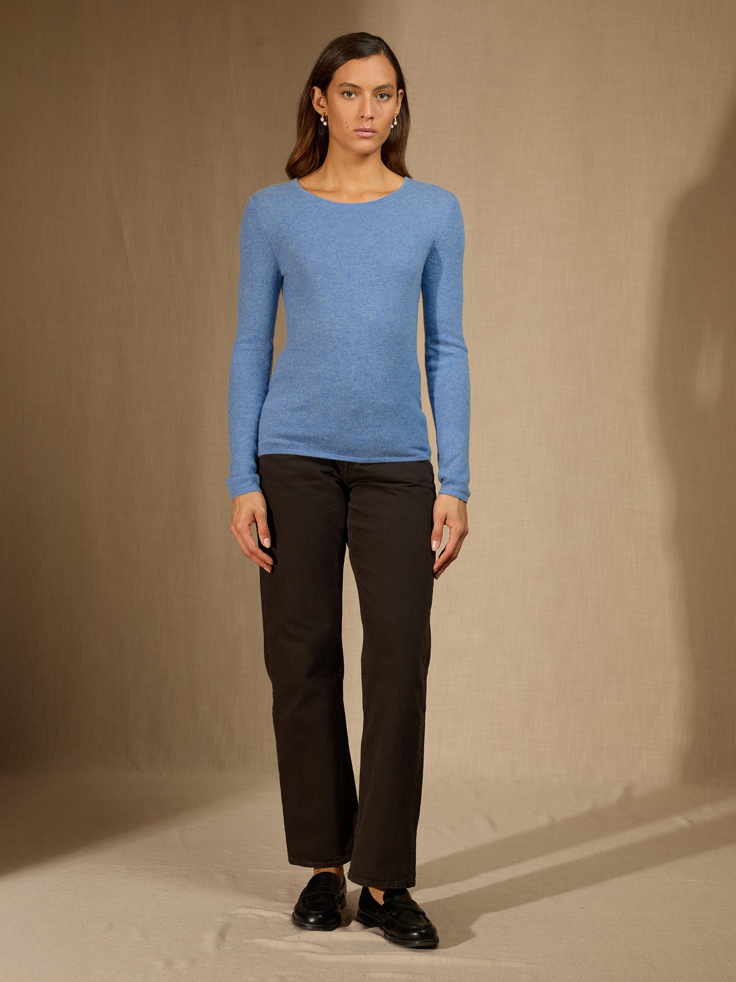 OPRAH pull col rond sky 100% cachemire