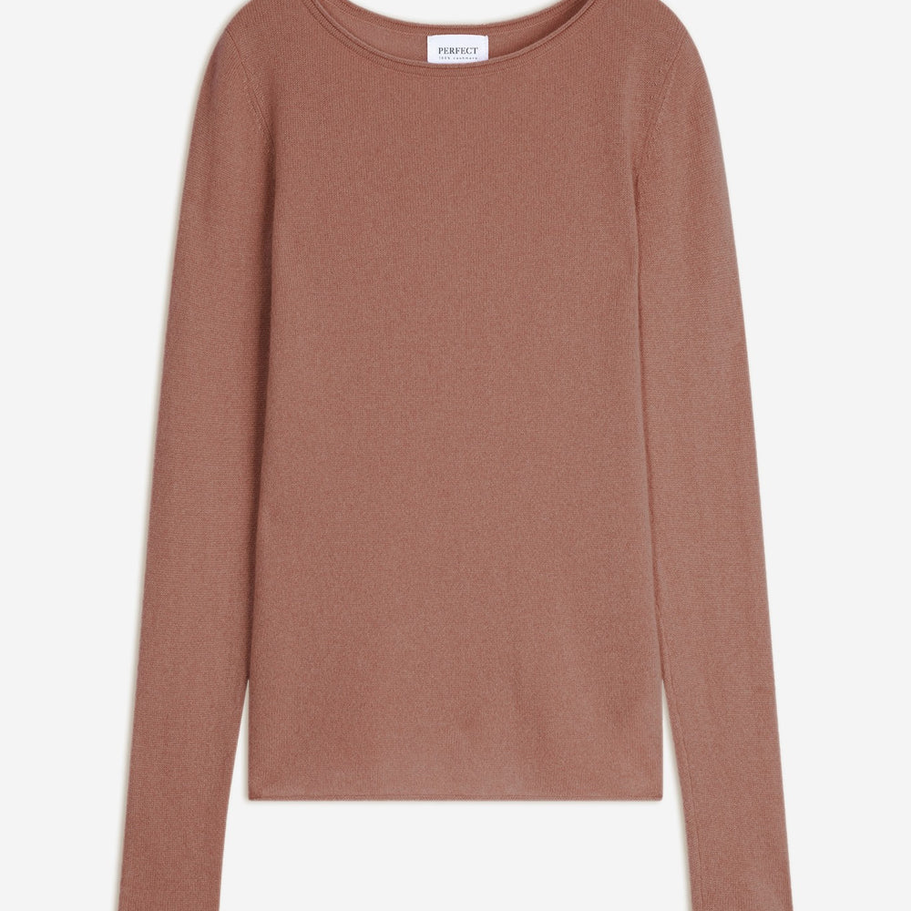 oprah pull col rond terracota 100% cachemire