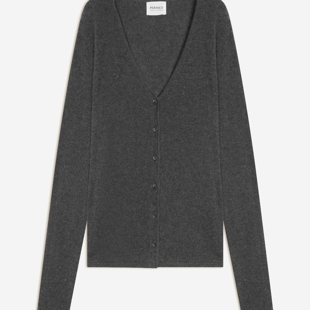 paige cardigan col v anthracite chiné 100% cachemire