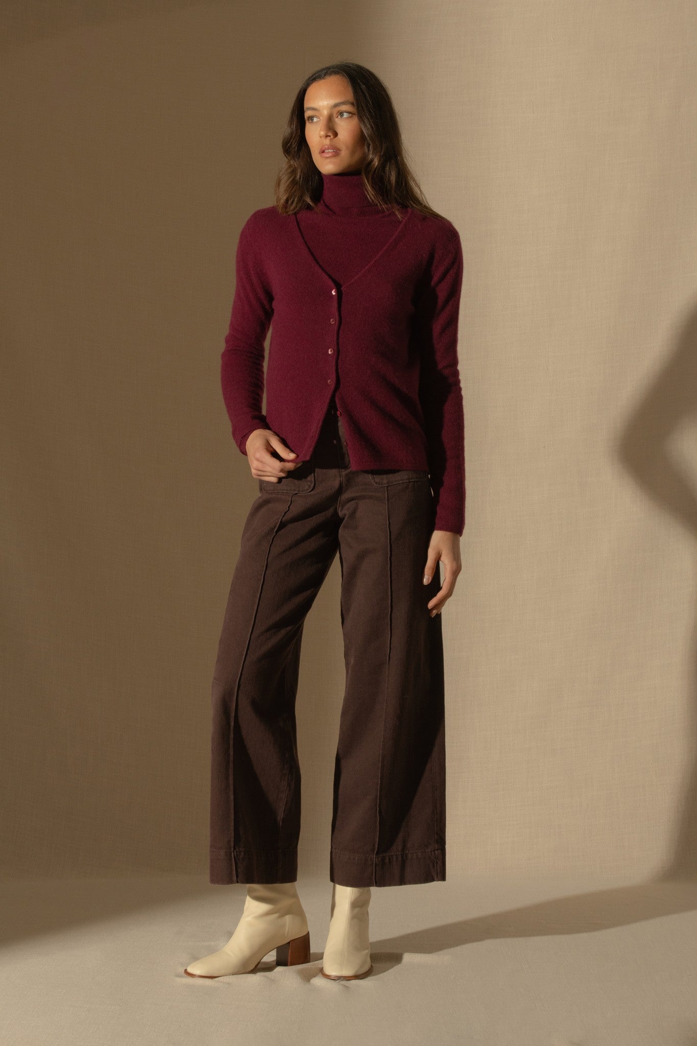 paige cardigan col v bordeaux 100% cachemire