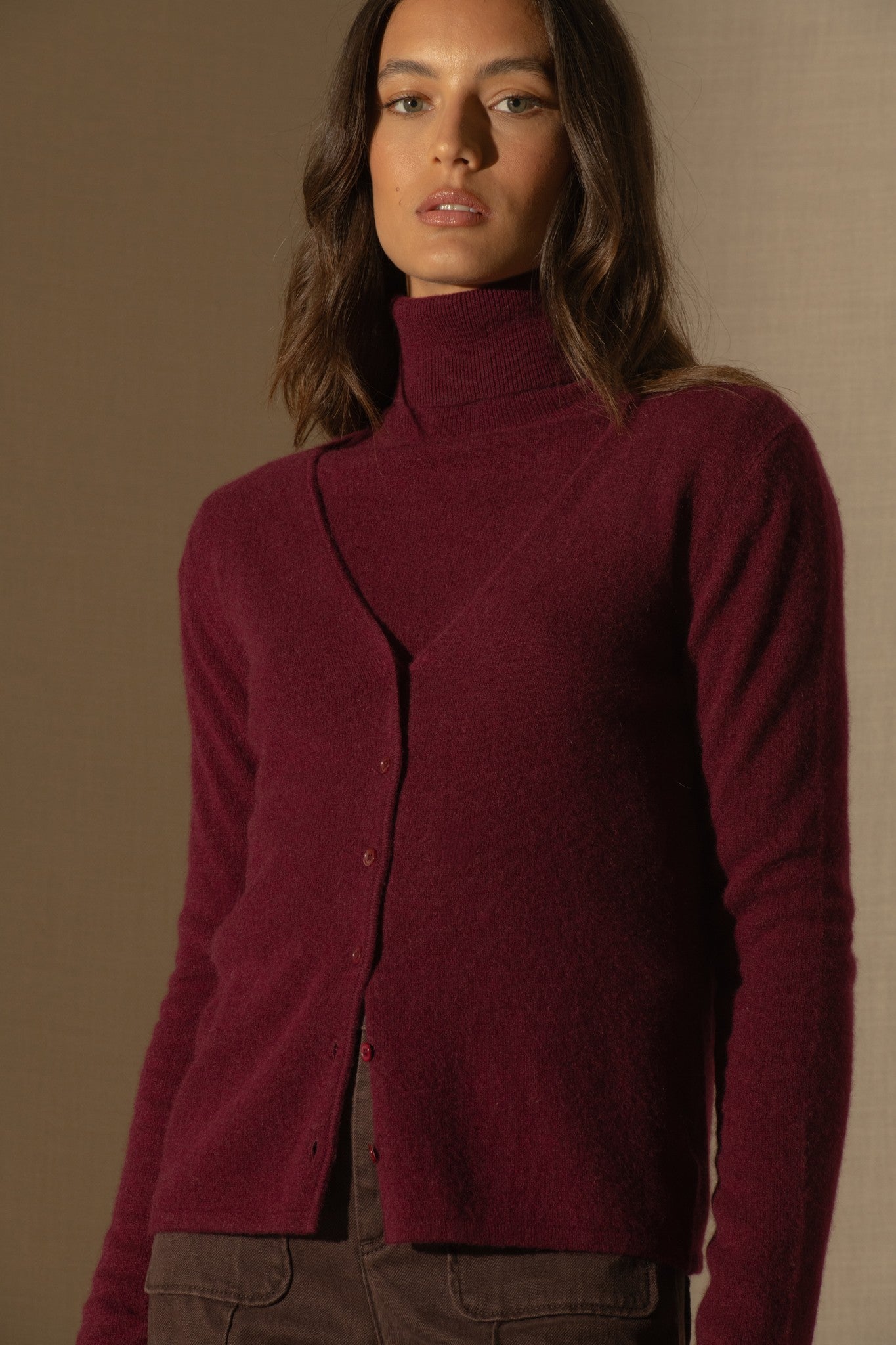 paige cardigan col v bordeaux 100% cachemire