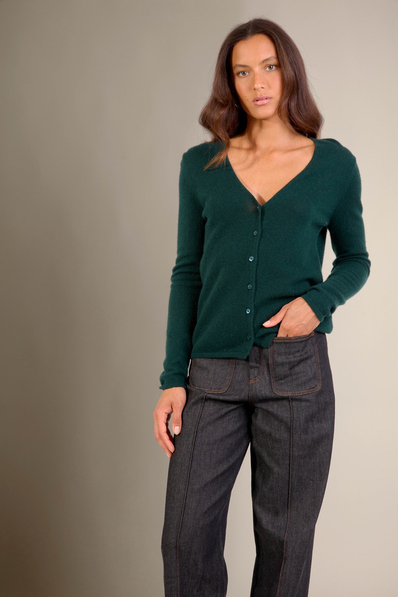 paige cardigan col v cyprès 100% cachemire