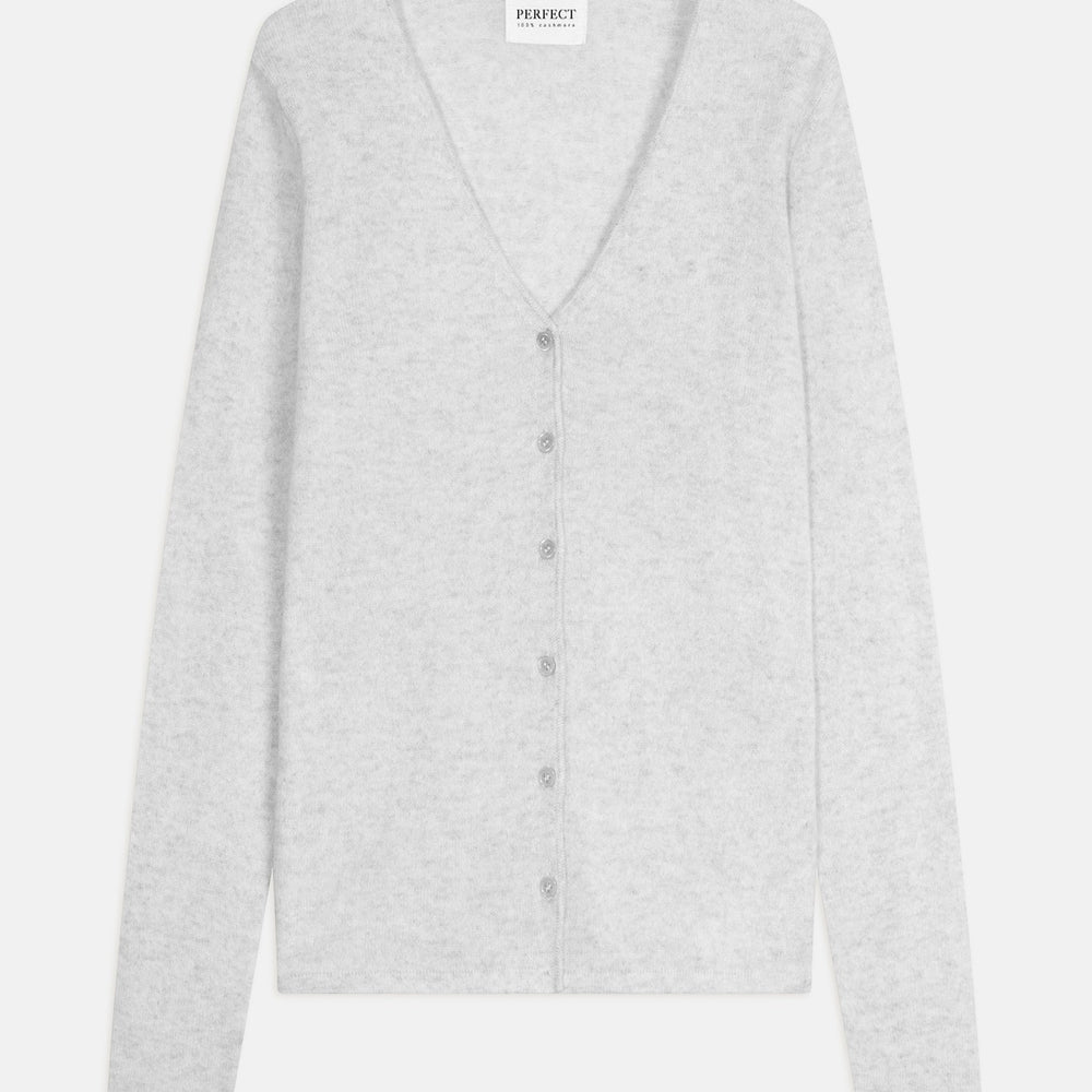 paige cardigan col v gris perle chiné 100% cachemire