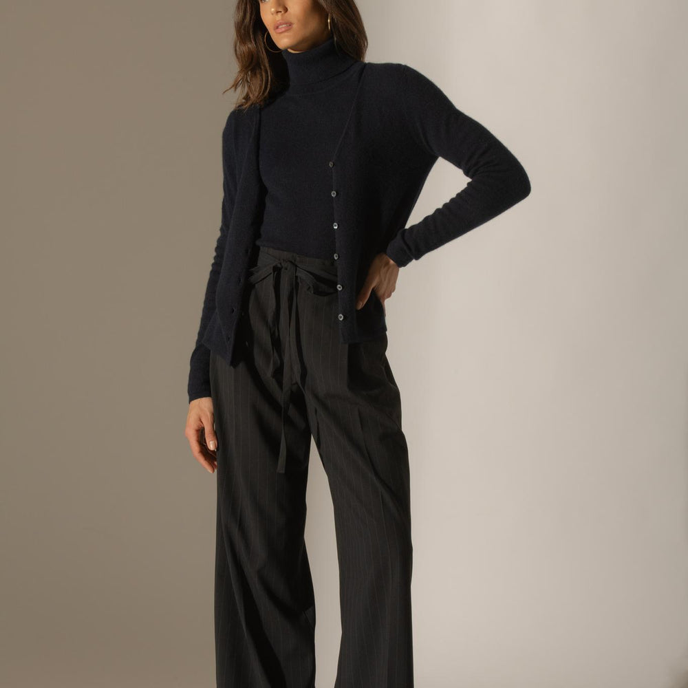PAIGE cardigan col v navy 100% cachemire