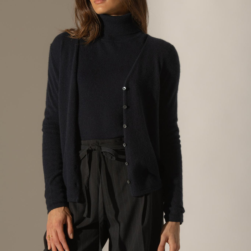 PAIGE cardigan col v navy 100% cachemire