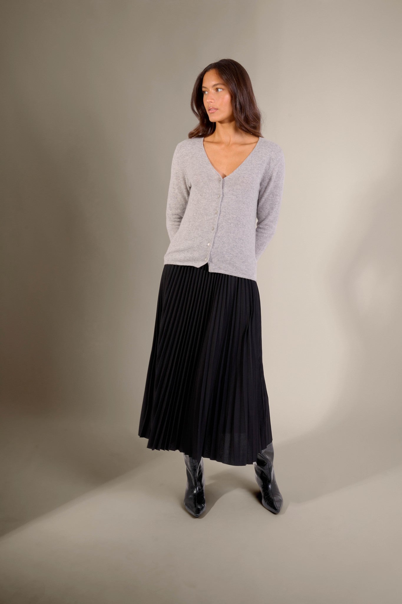 paige cardigan col v nuage chiné 100% cachemire