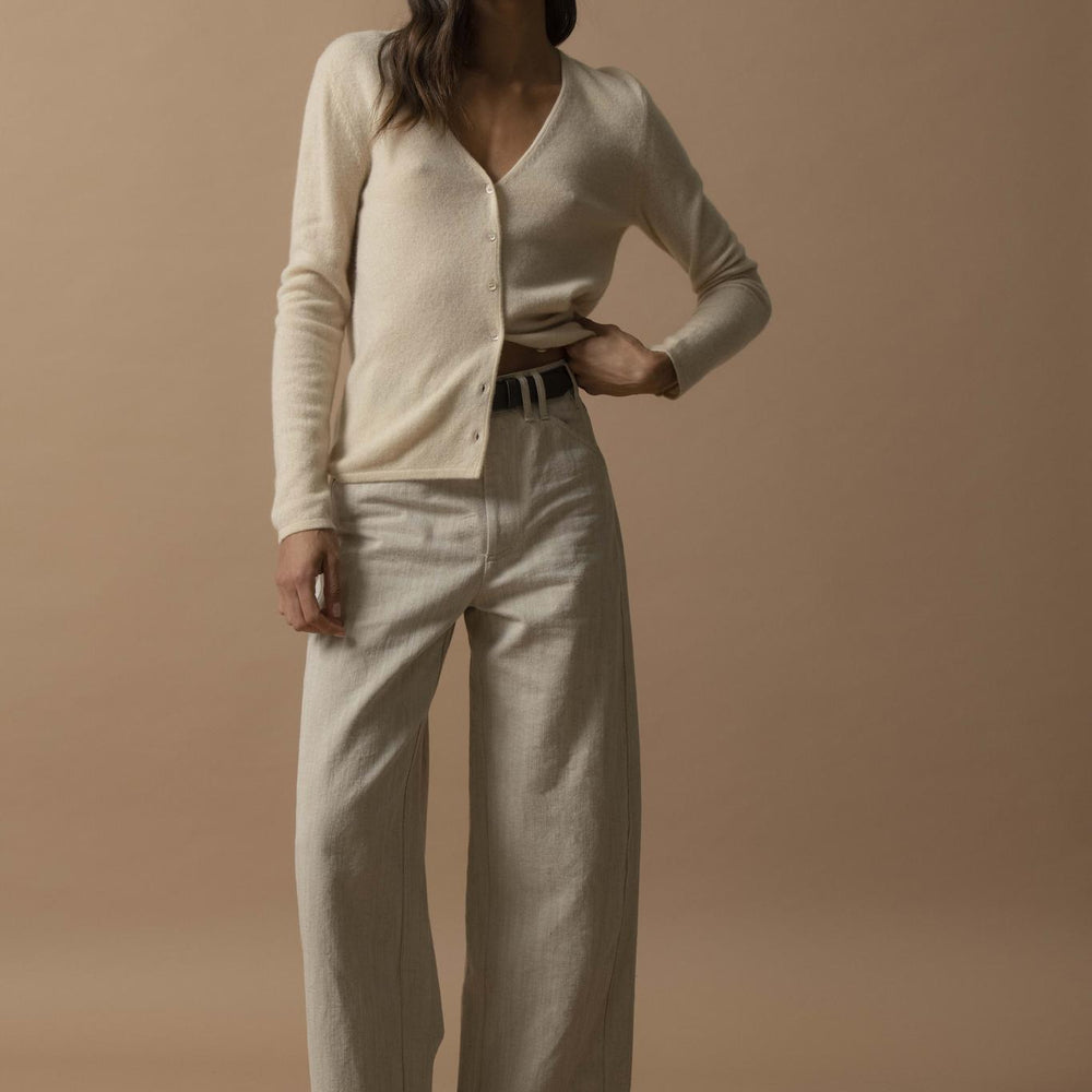 PAIGE cardigan col v sable 100% cachemire