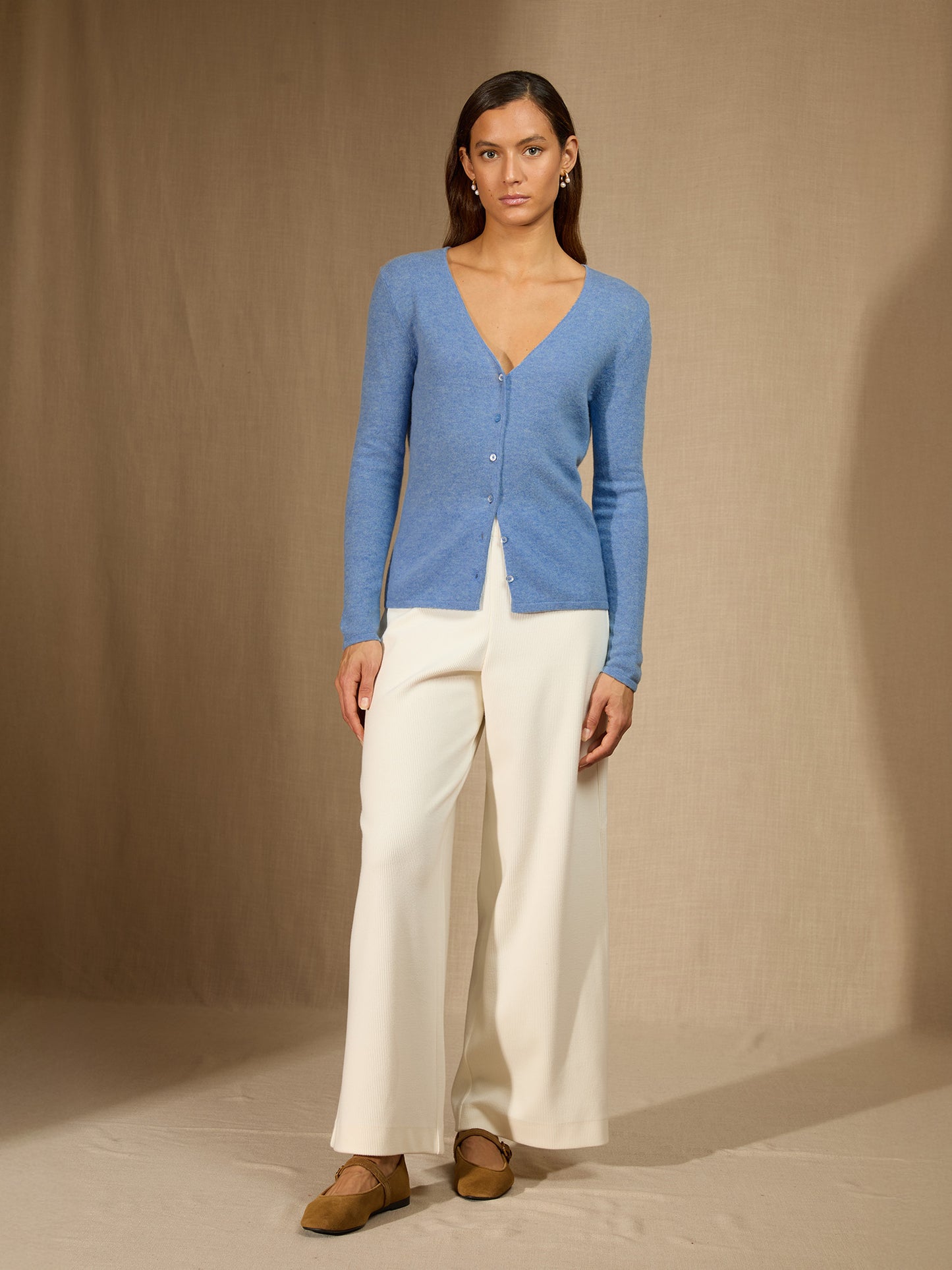 PAIGE cardigan col v sky 100% cachemire