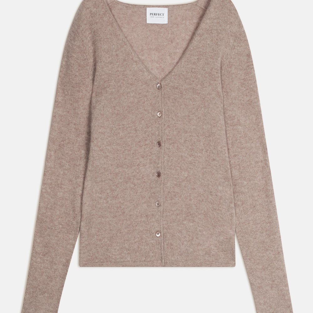 paige cardigan col v taupe clair chiné 100% cachemire