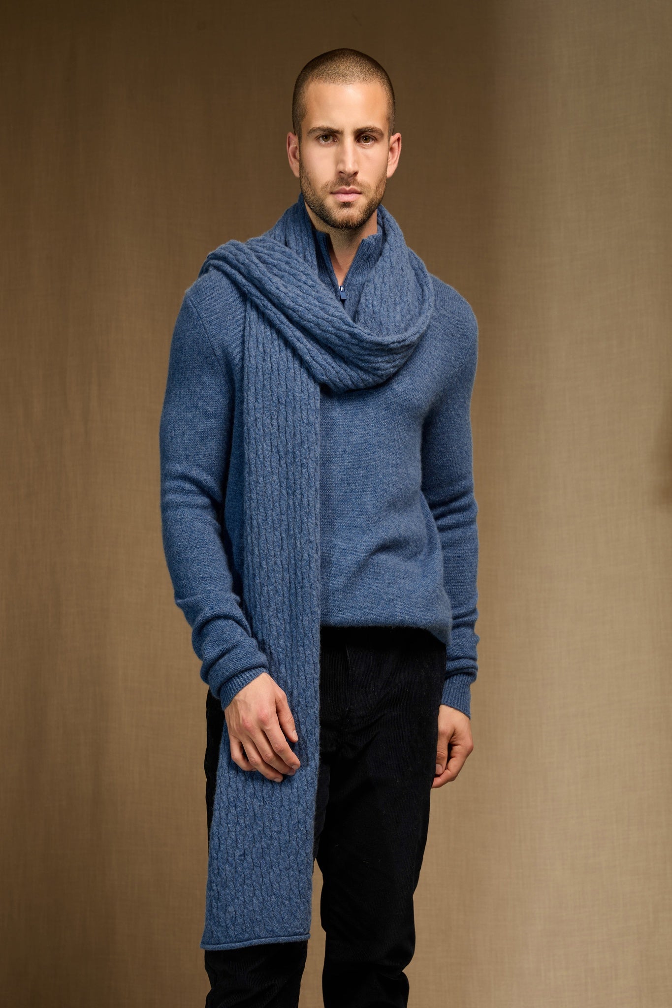paula écharpe bleu denim 100% cachemire
