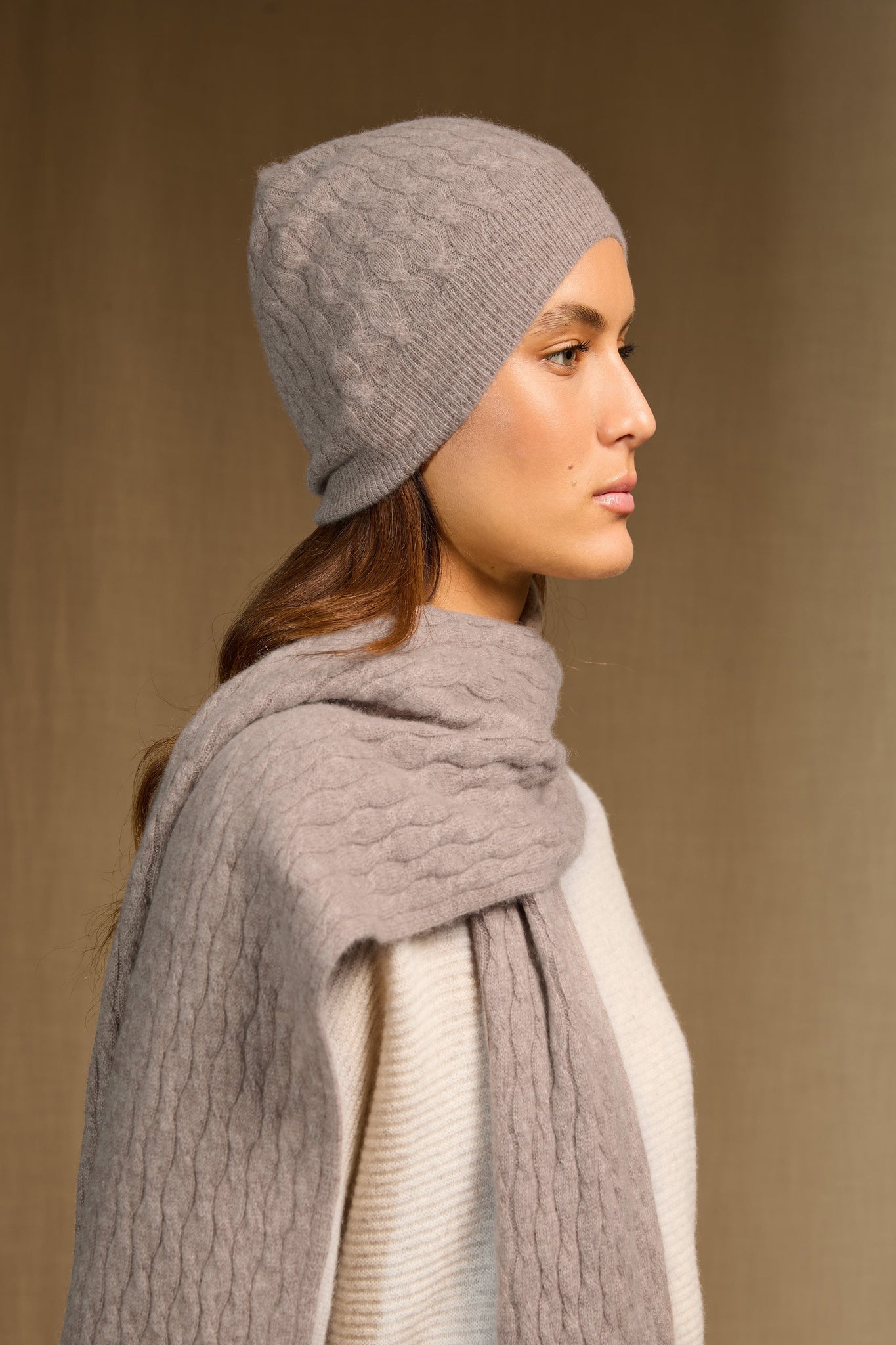 paula écharpe taupe clair chiné 100% cachemire