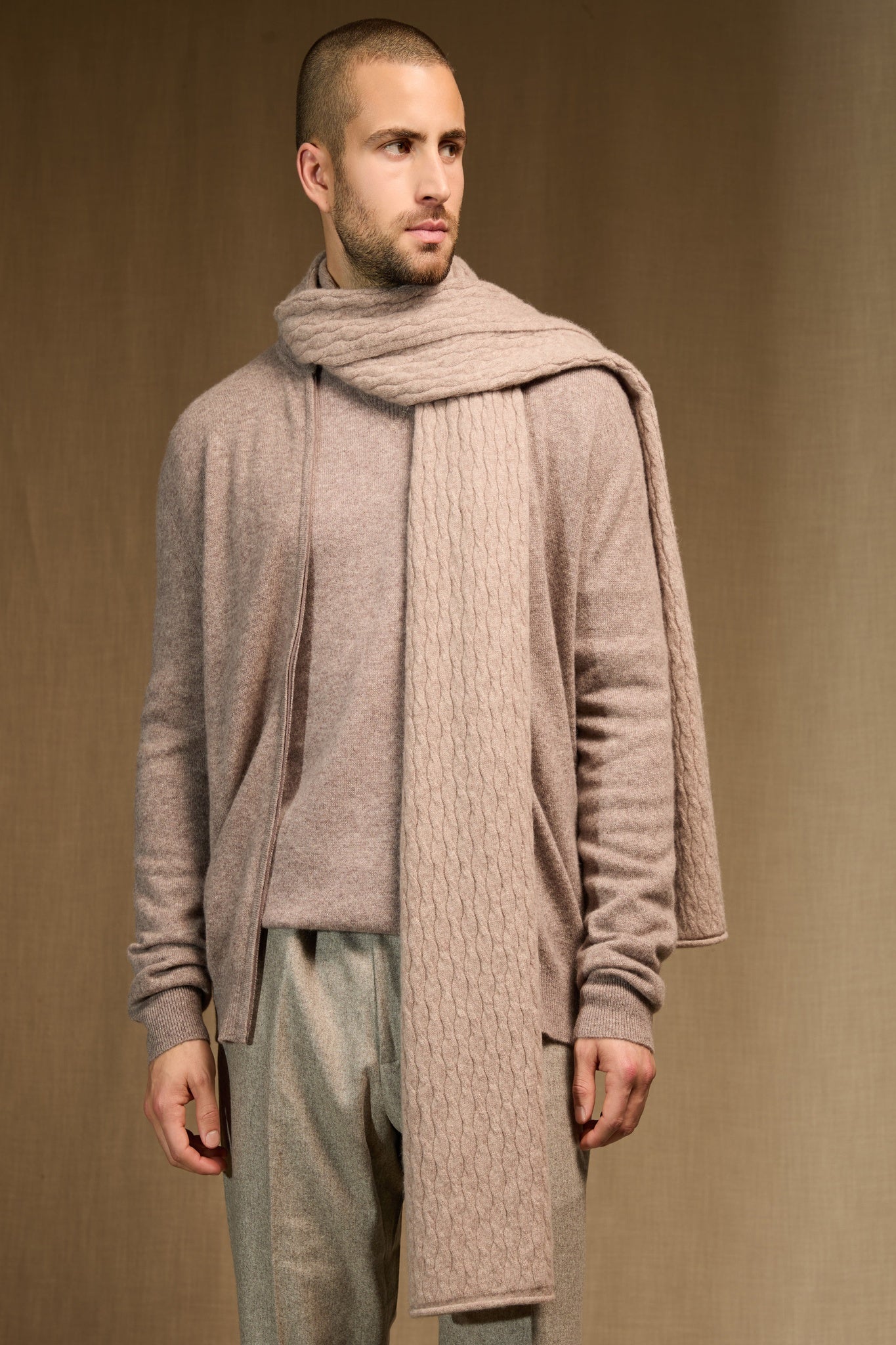 paula écharpe taupe clair chiné 100% cachemire