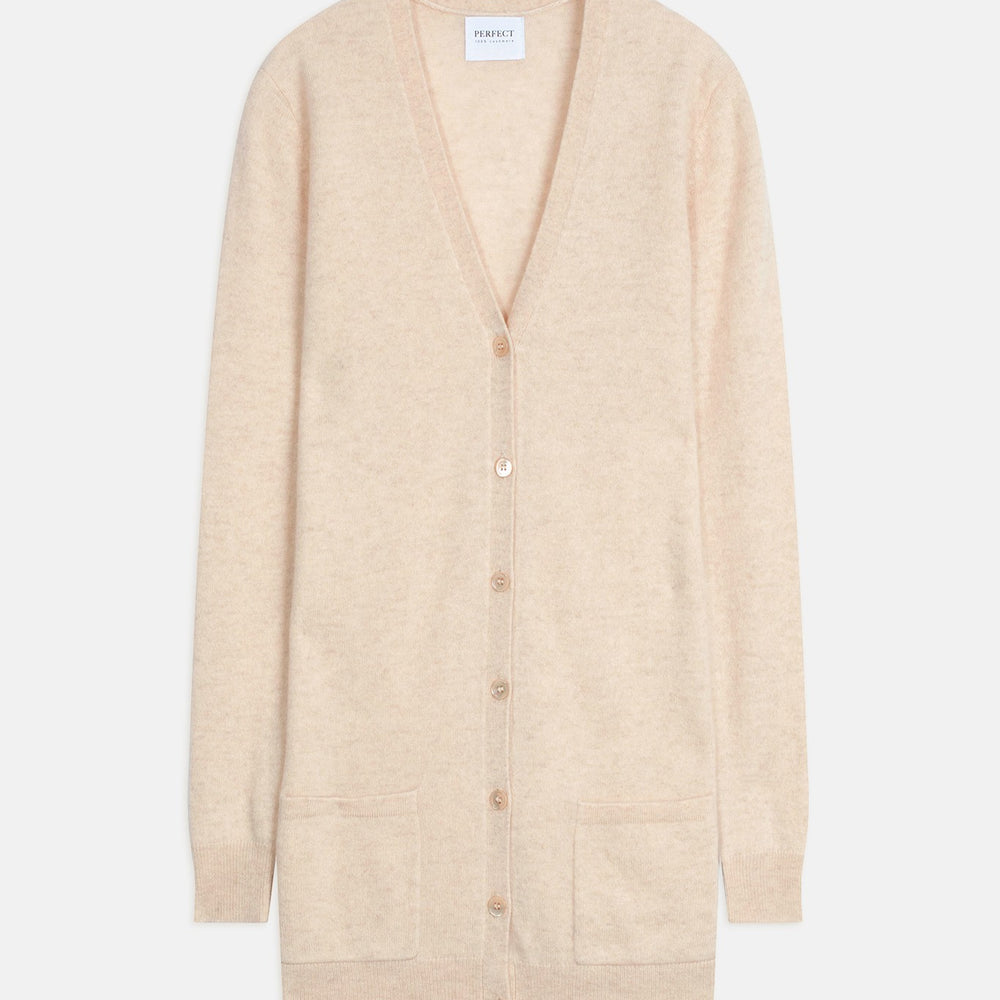 pearl cardigan col v avoine 100% cachemire