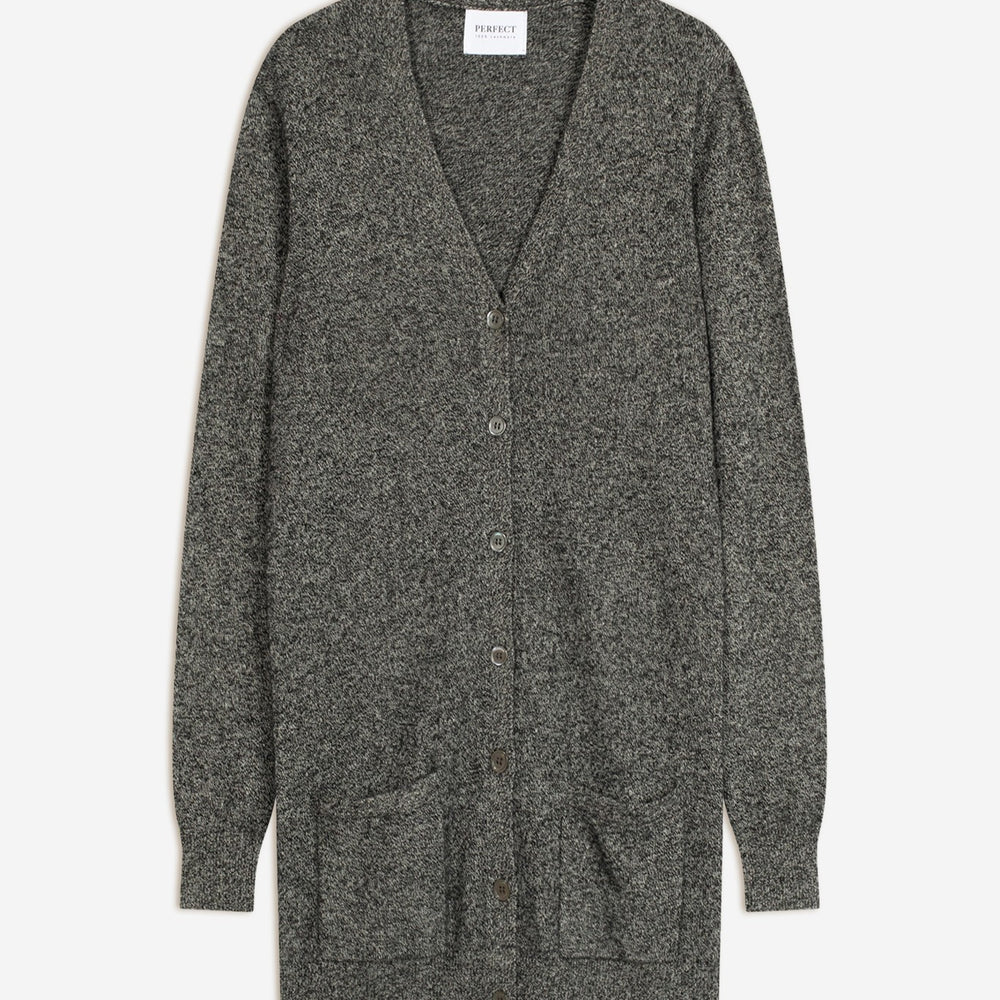 pearl cardigan col v noir/blanc 100% cachemire