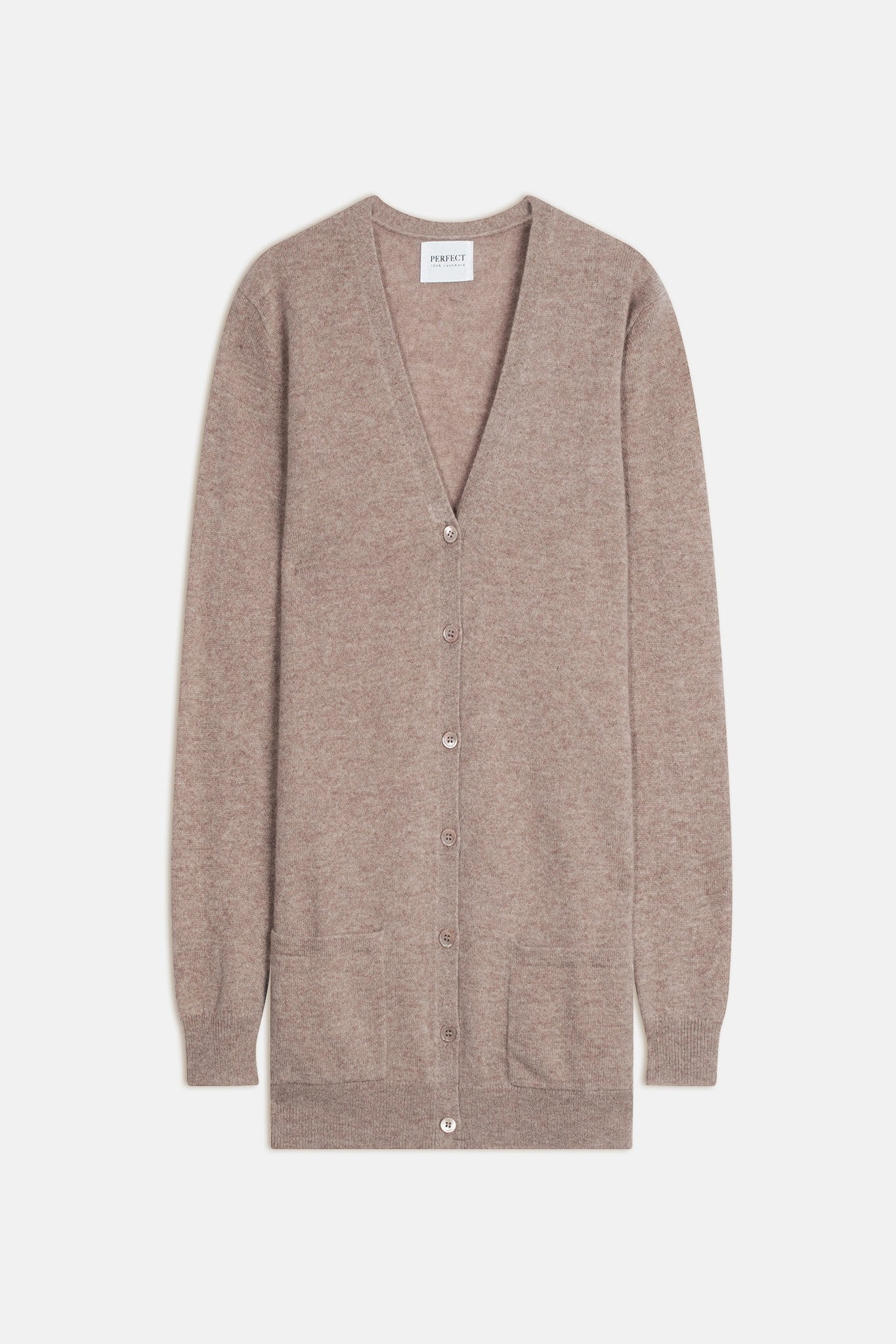 pearl cardigan col v taupe clair chiné 100% cachemire