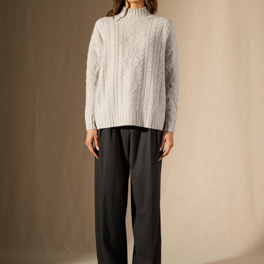 PEMALA pull col montant 6 fils glacier chiné 100% cachemire